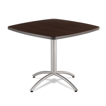 OFFICE DESKS AND WORKSTATIONS | Iceberg 65614 36 in. x 36 in. x 30 in. CafeWorks Square Cafe-Height Table - Walnut/Silver