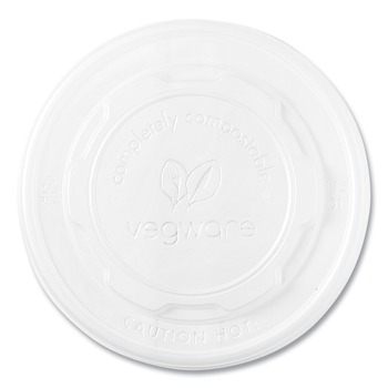  | Vegware VLID115S 115-Series Compostable Plastic Flat Hot Lids - White (500/Carton)