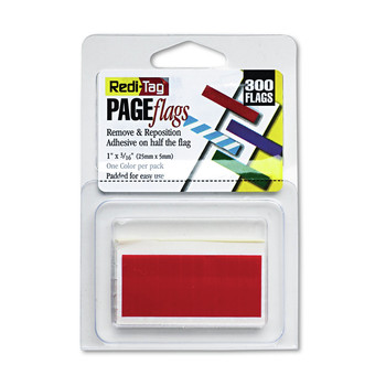  | Redi-Tag B20022 Removable/Reusable Page Flags - Red (300/Pack)