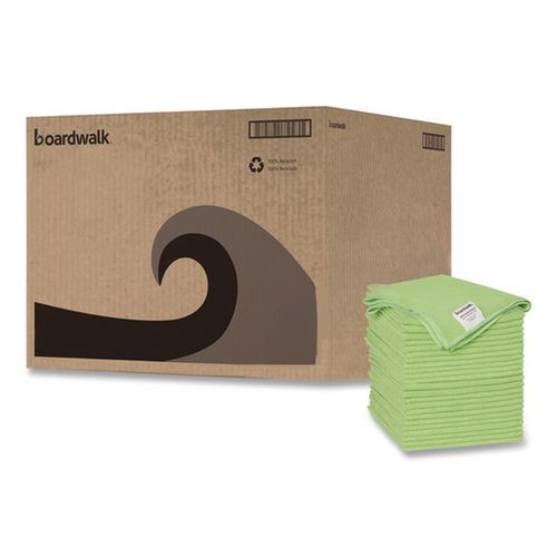 Cleaning Cloths | Boardwalk 2164037 16 in. x 16 in. Microfiber Cleaning Cloths - Green (24/Pack) image number 0