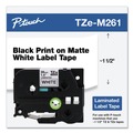 Tapes | Brother P-Touch TZEM261 TZe 1.4 in. x 26.2 ft. Standard Adhesive Laminated Labeling Tape - Black on Matte White image number 4