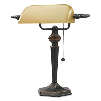 Alera ALELMP537BZ 10 in. x 13.38 in. x 16 in. Traditional Banker's Lamp - Antique Bronze