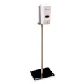 Soap Dispensers | BK Resources BK-SSPC-10D 12 in. x 16 in. x 51 in. 1000 mL Hand Sanitizer Stand With Hands Free Dispenser - Silver/White/Black image number 0