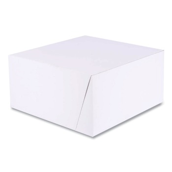 SCT 1576 10 in. x 10 in. x 5 in. Standard Paper One-Piece Non-Window Bakery Boxes - White/Brown (100/Bundle)