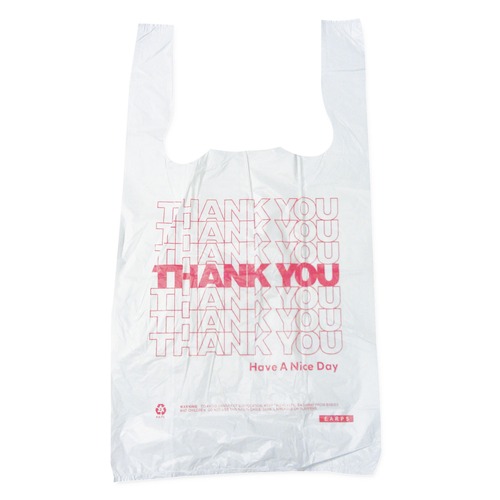 | Barnes Paper Company 6415THYOU 4 in. x 15 in. 2 mil Plastic Thank-You T-Sack - White (2000/Carton) image number 0