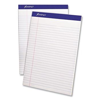 Ampad 20-320 (50) White 8.5 in. x 11.75 in. Sheets Wide/Legal Rule Perforated Writing Pads (1-Dozen)