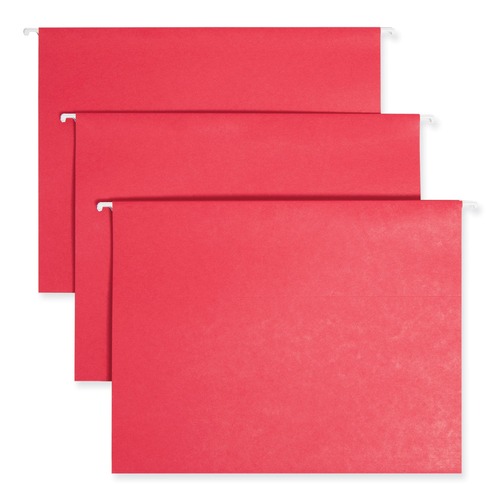 File Folders | Smead 64043 1/3-Cut Tabs Letter Size TUFF Hanging Folders with Easy Slide Tab - Red (18/Box) image number 0