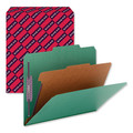 File Folders | Smead 13733 4-Section Pressboard Top Tab Classification Folders with 4 SafeSHIELD Fasteners - Letter Size/Green (10/Box) image number 1