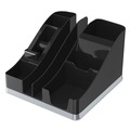Desktop Organizers | Deflecto 35172 8.13 in. x 9.13 in. x 5.19 in. 6 Compartments Silhouettes All-In-One Plastic Caddy - Black/Silver image number 0