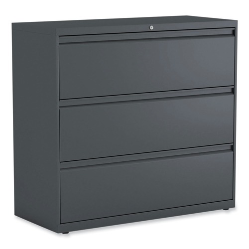 Office Filing Cabinets & Shelves | Alera 25507 42 in. x 18.63 in. x 40.25 in. 3 Legal/Letter/A4/A5 Size Lateral File Drawers - Charcoal image number 0