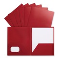 File Folders | Universal UNV20543 100-Sheet Capacity 11 in. x 8.5 in. 2-Pocket Plastic Folders - Red (10/Pack) image number 2