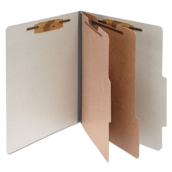 ACCO A7015056 3 in. Expansion Pressboard Letter Size 6-Fastener Classification Folders - Mist Gray Exterior (10/Box)