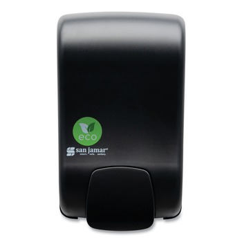 San Jamar SF900REBK 900 mL 5.5 in. x 4.5 in. x 9.25 in. ecoLogic Rely Manual Foam Soap and Sanitizer Dispenser - Black