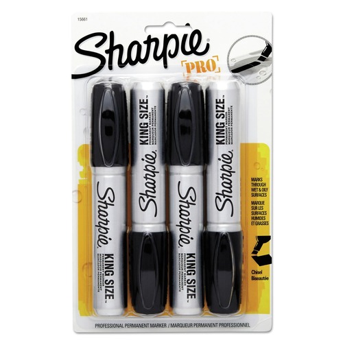 Permanent Markers | Sharpie 15661PP Broad Chisel Tip King Size Permanent Marker - Black (4/Pack) image number 0