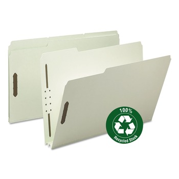 Smead 20004 2 in. Expansion Recycled Pressboard Fastener Folders - Gray-Green Exterior/Legal Size (25/Box)