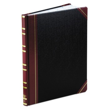 PAPER AND PRINTABLES | Boorum & Pease 1602 1/2-300-F 11.94 x 9.78 Sheets Extra-Durable Record-Rule Bound Book - Black/Maroon/Gold Cover