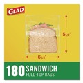 Food Trays, Containers, and Lids | Glad 60771 6.5 in. x 5.5 in. Fold-Top Sandwich Bags - Clear (2160/Carton) image number 4