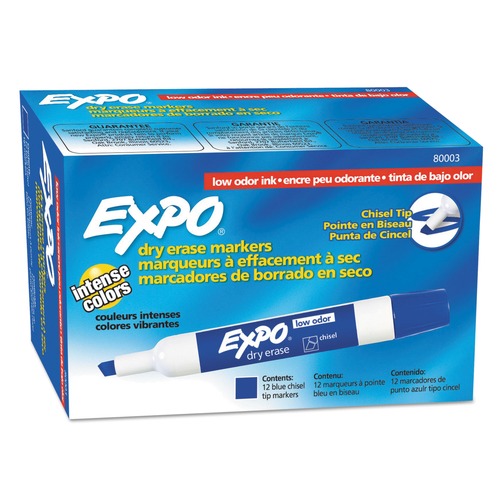 Back to School Sale | EXPO 80003A Broad Chisel Tip Low-Odor Dry-Erase Marker - Blue (1-Dozen) image number 0
