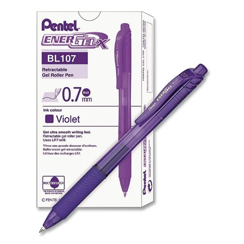 Pens | Pentel BL107-V 0.7 mm EnerGel-X Gel Pen - Medium/Violet Ink/Translucent Violet/Violet Barrel (1-Dozen) image number 0