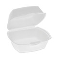 Food Trays, Containers, and Lids | Pactiv Corp. YTH100790000 5.13 in. x 5.13 in. x 2.5 in. Single Tab Lock Foam Hinged Lid Containers - White (500/Carton) image number 0