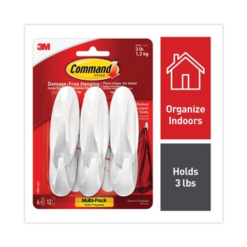 OFFICE AND OFFICE SUPPLIES | Command 17081-6ES 3 lbs. Capacity Plastic Decorative Hooks - Medium White (6/Pack)