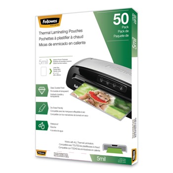 OFFICE PRESENTATION SUPPLIES | Fellowes Mfg Co. 5744501 9 in. x 11.5 in. 5 millimeter Thermal Laminating Pouches - Matte Clear (50/Pack)