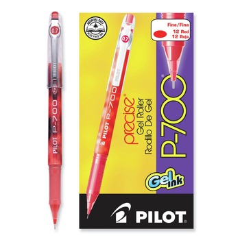 Pilot 38612 Precise P-700 Fine 0.7 mm Gel Pen - Red Ink/Red Barrel (1-Dozen)