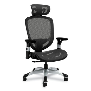 Alera ALEMV41BME18 17.24 in. to 20.98 in. Seat Height Support Up to 275 lbs. Minerva Ergonomic Mesh Swivel Task Chair - Black Seat/Back, Silver Base