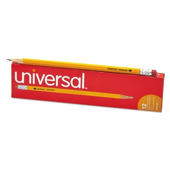 Universal UNV55400 HB #2 Woodcase Pencil - Black Lead/Yellow Barrel (1-Dozen)