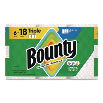  | Bounty 80799721 Select-a-Size Kitchen Roll Paper Towels, 2-Ply, 5.9 x 11, White, 123 Sheets/Triple Roll, 6 Rolls/Carton