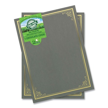 OFFICE DECOR | Geographics 49114 9.75 in. x 12.5 in. Certificate/Document Cover - Gray With Gold Foil (5/Pack)