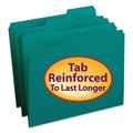 File Folders | Smead 13134 1/3-Cut Tabs Assorted Letter Size 0.75 in. Expansion Reinforced Top Tab Colored File Folders - Teal (100/Box) image number 1