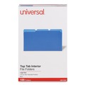 Back to School Sale | Universal UNV15301 1/3-Cut Tabs: Assorted 11-pt Stock Interior File Folders - Legal Size/Blue (100/Box) image number 0