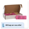 Trash Bags | Tidy Girl TG-7514P10 4 in. x 4 in. x 10 in. Feminine Hygiene Sanitary Disposal Bags - Pink/Black (600/Carton) image number 8