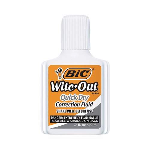 Just Launched | BIC WOFQD12 WHI 20 mL Wite-Out Quick Dry Correction Fluid - White (1-Dozen) image number 0