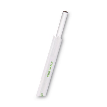 CUTLERY | Eco-Products EP-STP76-WHT 7.75 in. 6 millimeter Diameter Jumbo Wrapped Paper Straw - White (3000/Carton)