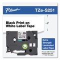 Labels | Brother P-Touch TZES251 0.94 in. x 26.2 ft. TZe Standard Adhesive Laminated Labeling Tape - Black on White image number 3