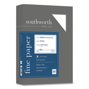 Southworth 403CR 8.5 in. x 11 in. 20 lb Bond Weight 25 Percent Cotton Business Paper - White (1/Box)