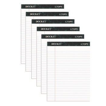 TOPS 63416 (50) White 8.5 in. x 11.75 in. Sheets Wide/Legal Rule Docket Ruled Perforated Pads (6/Pack)