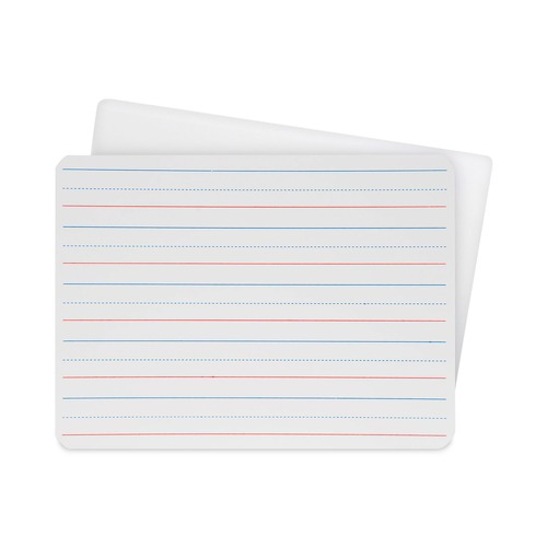 White Boards | Flipside 10134 12 in. x 9 in. 2-Sided Red/Blue Ruled Dry Erase Board - White Surface (12/Pack) image number 0