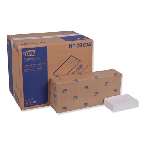 Paper Towels and Napkins | Tork NP7380A 3-Ply 17 in. x 16.125 in. 1/8 in. Fold Advanced Dinner Napkin - White (1740/Carton) image number 0
