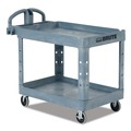 Cleaning Carts | Rubbermaid Commercial 2192463 BRUTE Heavy-Duty Ergo Handle Utility Cart Plastic 2 Shelves 750 lb Capacity 26-in x 55-in x 33.25-in Gray image number 0