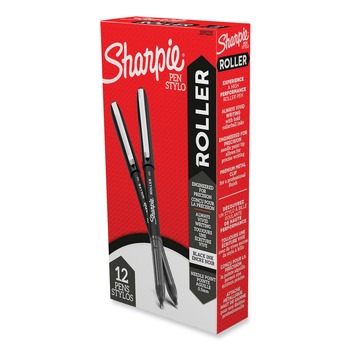 PENS PENCILS AND MARKERS | Sharpie Roller 2093225 Fine 0.5 mm Professional Design Rollerball Stick Pen - Black Ink, Black Barrel (1-Dozen)
