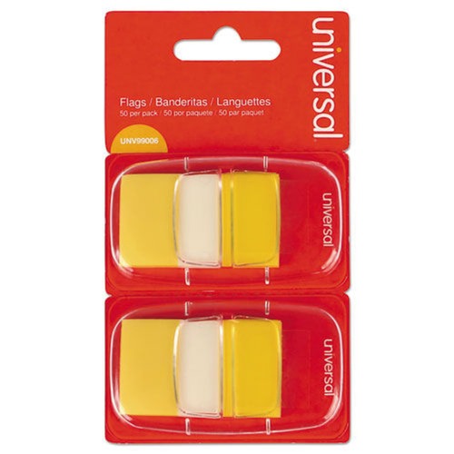 Page Flags | Universal UNV99006 Page Flags - Yellow (50 Flags/Dispenser, 2 Dispensers/Pack) image number 0