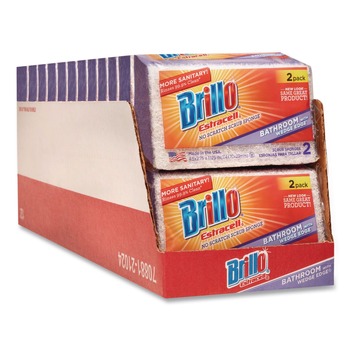 FACILITY MAINTENANCE SUPPLIES | Brillo 21024 Estracell 4.5 in. x 2.75 in. Bathroom Sponge - Purple/White (12/Carton)