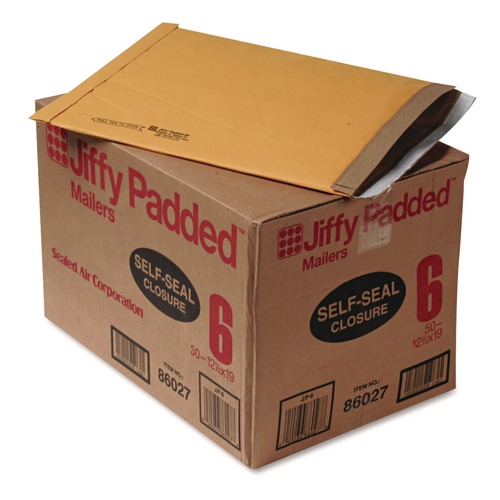 Just Launched | Sealed Air 64371 12.5 in. x 19 in. #6 Jiffy Padded Mailer - Natural Kraft (50/Carton) image number 0