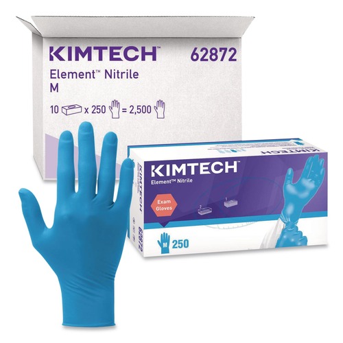 Disposable Gloves | Ansell 62872 Kimtech Element Nitrile Exam Gloves - Medium, Blue (2500/Carton) image number 0
