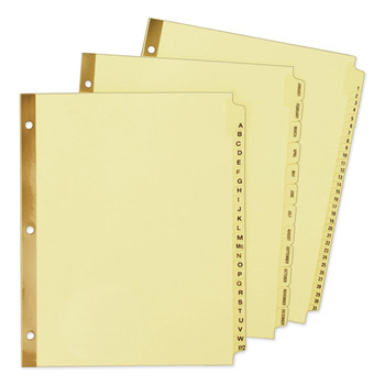Avery 11307 11 in. x 8.5 in. 12-Tab Preprinted Laminated Jan. to Dec. Tab Dividers with Gold Reinforced Binding Edge - Buff (1-Set)