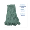  | Boardwalk BWK502GNNB Premium Standard Cotton/Rayon Fiber Mop Head - Medium, Green (12/Carton) image number 4