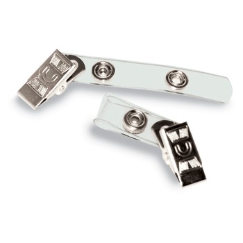 PAPER CLIPS AND FASTENERS | Advantus 75410 0.38 in. x 2.75 in. Badge Straps with Clips - Clear (100/Box)